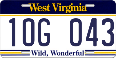 WV license plate 1OG043