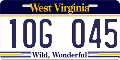 WV license plate 1OG045