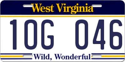 WV license plate 1OG046