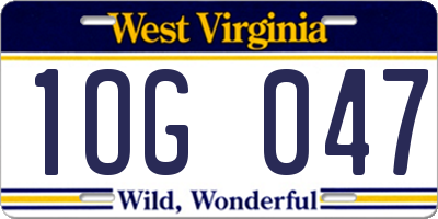 WV license plate 1OG047