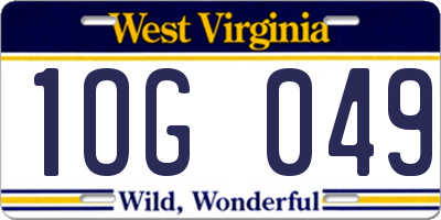 WV license plate 1OG049