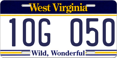 WV license plate 1OG050
