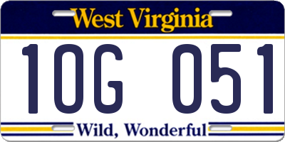 WV license plate 1OG051