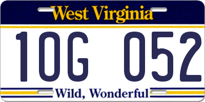 WV license plate 1OG052