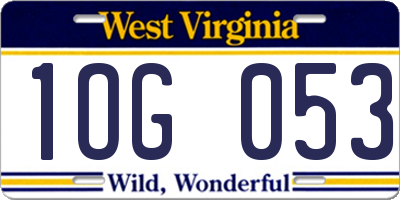 WV license plate 1OG053