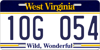 WV license plate 1OG054