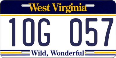 WV license plate 1OG057