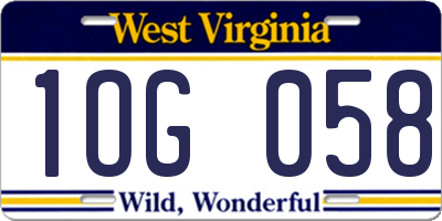 WV license plate 1OG058