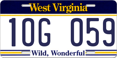 WV license plate 1OG059