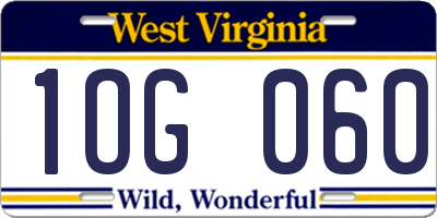 WV license plate 1OG060
