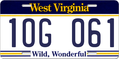 WV license plate 1OG061