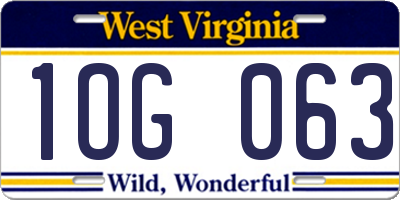 WV license plate 1OG063