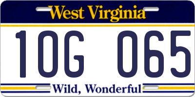WV license plate 1OG065
