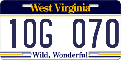 WV license plate 1OG070