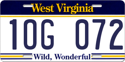 WV license plate 1OG072