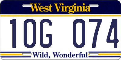 WV license plate 1OG074