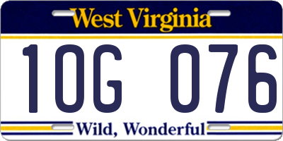 WV license plate 1OG076