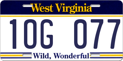 WV license plate 1OG077