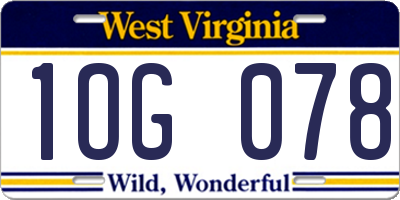 WV license plate 1OG078
