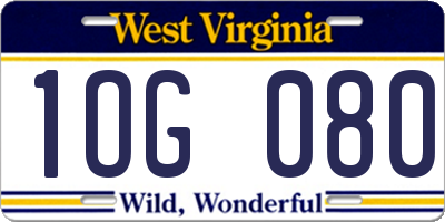 WV license plate 1OG080