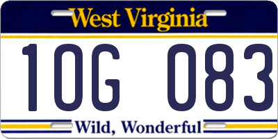 WV license plate 1OG083
