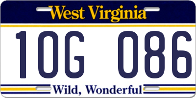 WV license plate 1OG086