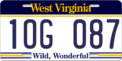 WV license plate 1OG087