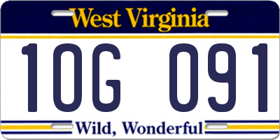 WV license plate 1OG091