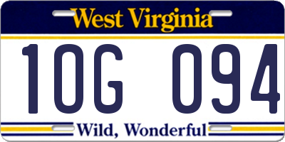 WV license plate 1OG094