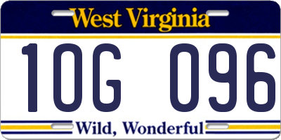 WV license plate 1OG096