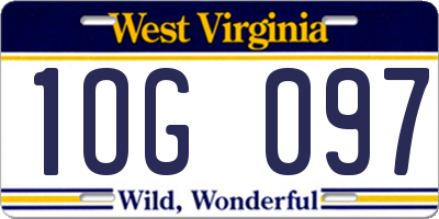 WV license plate 1OG097