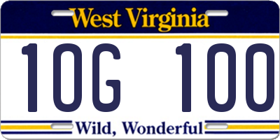 WV license plate 1OG100