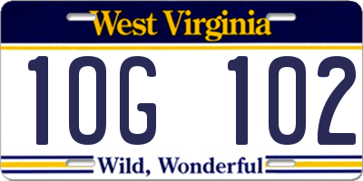 WV license plate 1OG102