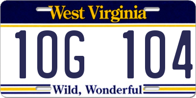 WV license plate 1OG104
