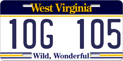 WV license plate 1OG105