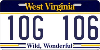 WV license plate 1OG106