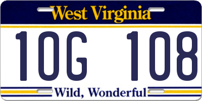 WV license plate 1OG108