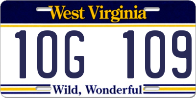 WV license plate 1OG109