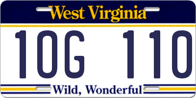 WV license plate 1OG110