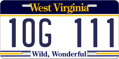 WV license plate 1OG111