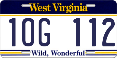 WV license plate 1OG112