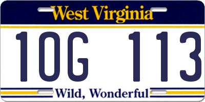 WV license plate 1OG113