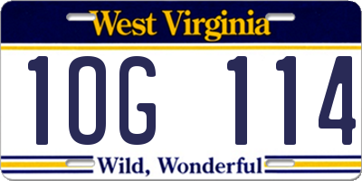 WV license plate 1OG114