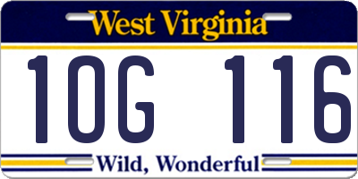 WV license plate 1OG116