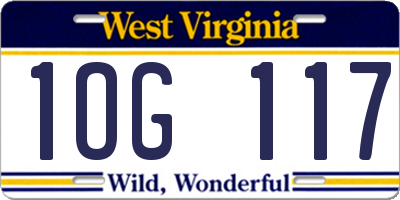 WV license plate 1OG117