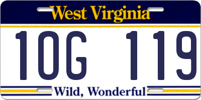 WV license plate 1OG119