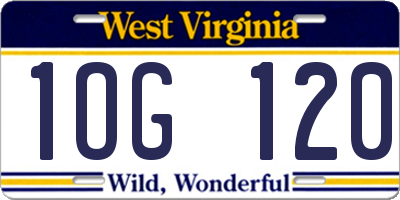 WV license plate 1OG120
