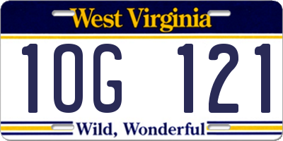 WV license plate 1OG121