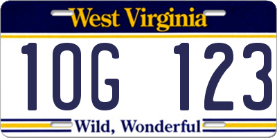 WV license plate 1OG123