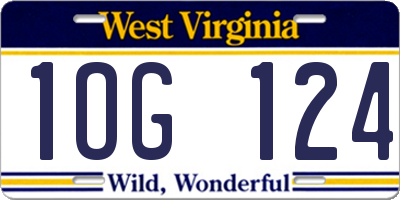 WV license plate 1OG124